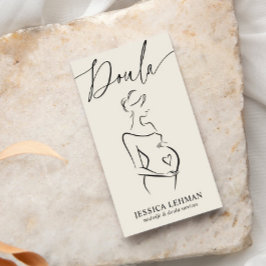 Tarjeta De Visita Boho Pregnant Lady Line Art Doula Midwife QRCODE 