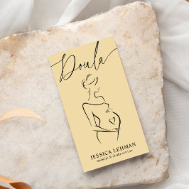 Tarjeta De Visita Boho Pregnant Lady Line Art Doula Midwife QRCODE