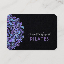 Tarjeta De Visita Boho Purple Mandala Pilates Black