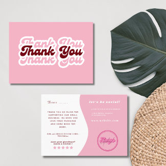 Tarjeta De Visita Boho Retro Compras Rosa Pequeñas Marcas Gracias