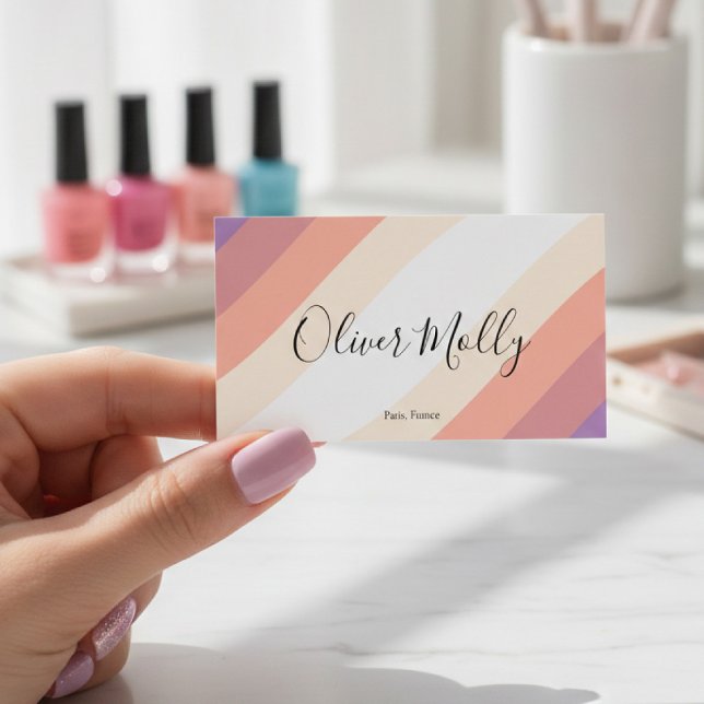 Tarjeta De Visita Boho Retro Script Abstract Wavy Lines Pastel (Subido por el creador)