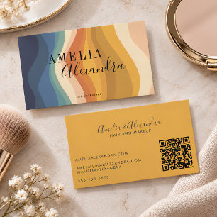 Tarjeta De Visita Boho Retro Script Líneas Onduladas Abstractas Amar