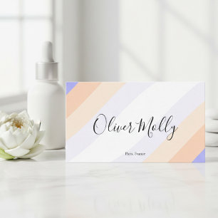 Tarjeta De Visita Boho Retro Script Líneas Onduladas Pastel