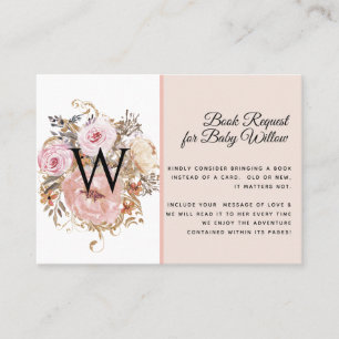 Tarjeta De Visita BOHO Rubor Peach Peach Floral Baby Shower Books