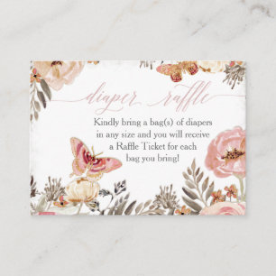 Tarjeta De Visita Boho Rubor Rosa Diaper Raffle Chica Baby Shower