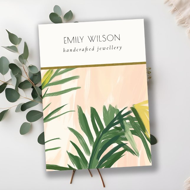 Tarjeta De Visita Boho Rubor Tropical Palm Leaf Blank Joyería (Subido por el creador)