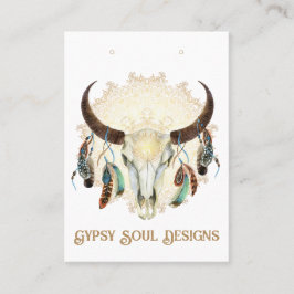 Tarjeta De Visita Boho Skull con Feathers Earl Card
