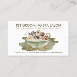 Tarjeta De Visita Boho Style Grooming Mascota Bath Spa Cats Dogs