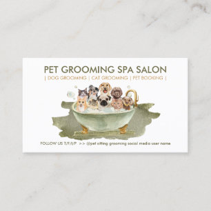 Tarjeta De Visita Boho Style Grooming Mascota Bath Spa Cats Dogs