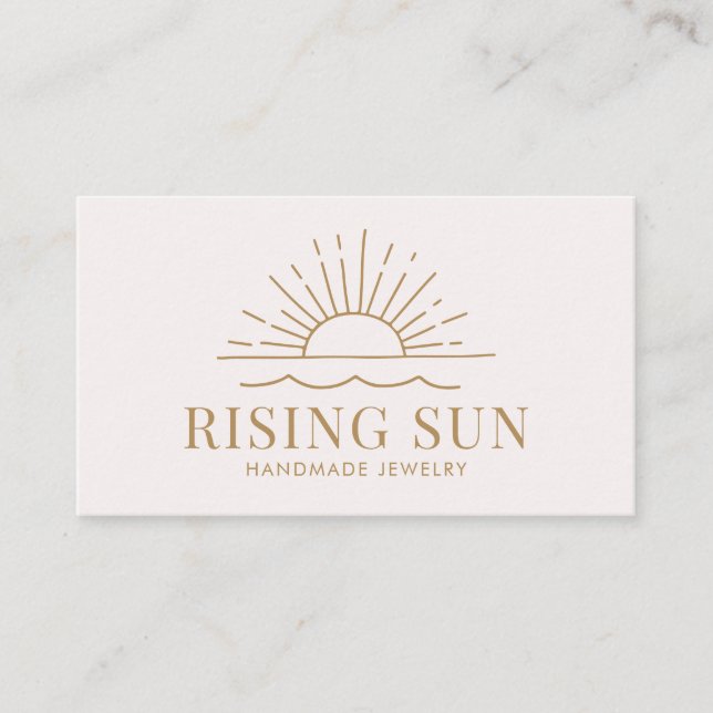 Tarjeta de visita Boho Sun y Beach Wave moderna (Anverso)