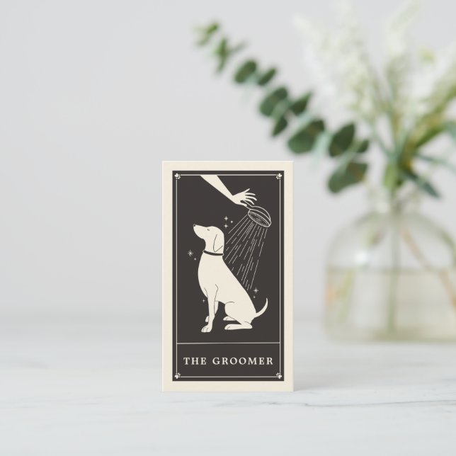 Tarjeta de visita Boho Tarot Dog Groomer (Anverso de pie)