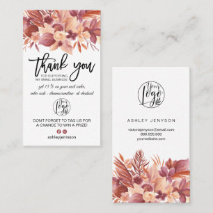 Tarjeta De Visita Boho terracotta floral logo orden gracias
