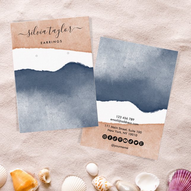 Tarjeta De Visita Boho Terracotta Navy Jewelry Holder Medios Sociale (Subido por el creador)