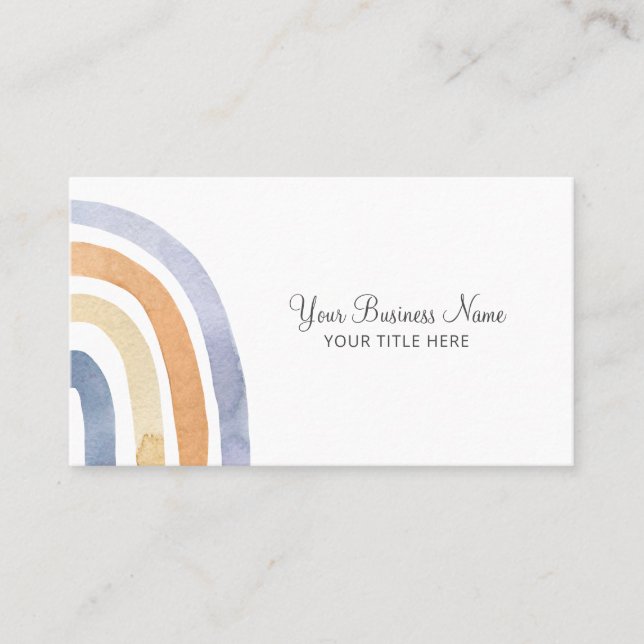 Tarjeta De Visita Boho Watercolor Rainbow Business Card (Anverso)