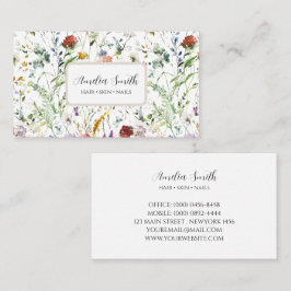 Tarjeta De Visita Boho Wildflower Acuarela Primavera Flor