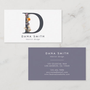 Tarjeta De Visita Boho Wildflower Monograma Inicial D