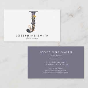 Tarjeta De Visita Boho Wildflower Monograma Inicial J
