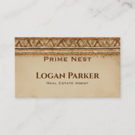 Tarjeta De Visita Boho Woven Texture Real Estate Business Card