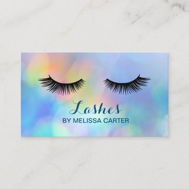 Tarjeta De Visita Bokeh Beauty Salon Makeup Artista Extensiones de L (Anverso)