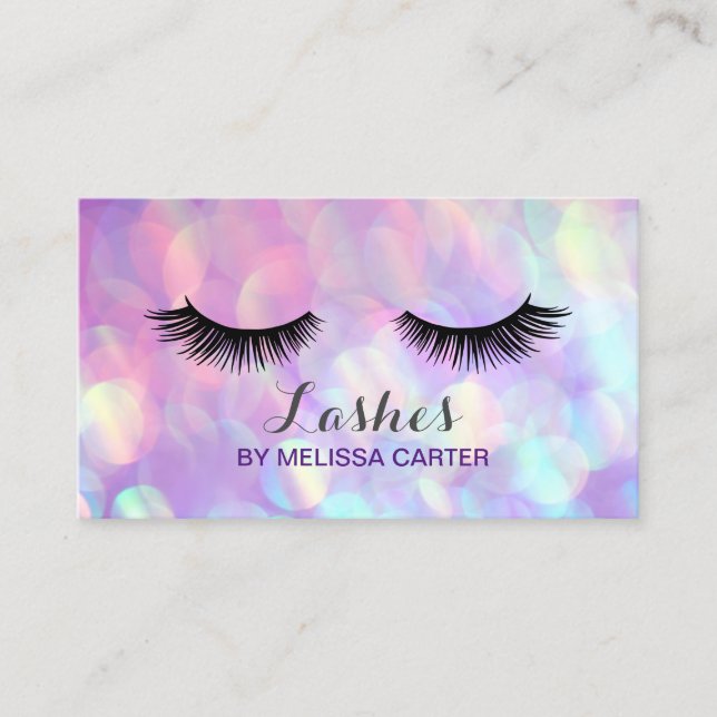 Tarjeta De Visita Bokeh Beauty Salon Makeup Artista Extensiones de L (Anverso)