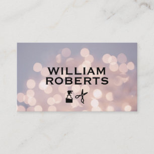 Tarjeta De Visita Bokeh Elegant Salon Shears Spray Botella