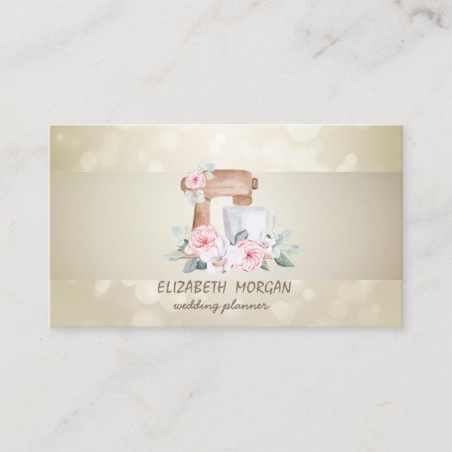 Tarjeta De Visita Bokeh elegante, flores rayadas, mezcladas (Anverso)