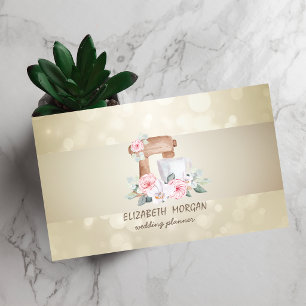 Tarjeta De Visita Bokeh elegante, flores rayadas, mezcladas