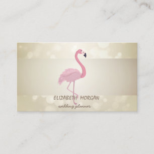 Tarjeta De Visita Bokeh elegante, raya, flamenco rosa