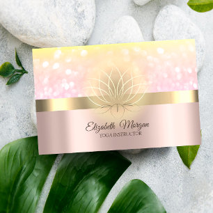 Tarjeta De Visita Bokeh Elegante Rosa Oro Loto Dorado