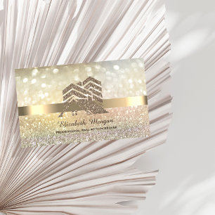 Tarjeta De Visita Bokeh Elegante Techo de Casa con Brillo Dorado