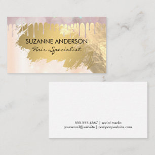 Tarjeta De Visita Bokeh Glow Drip   efecto metalizado dorado