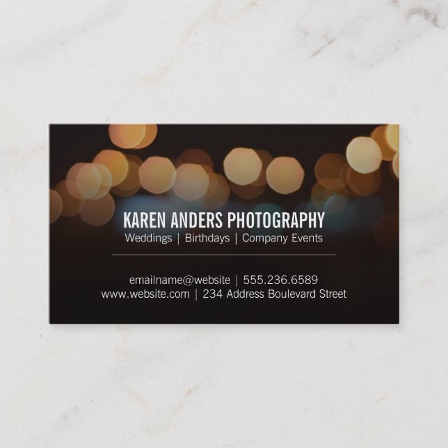 Tarjeta De Visita Bokeh | Luces nocturnas II (Anverso)