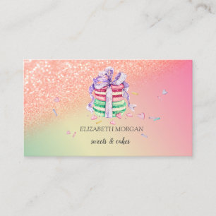 Tarjeta De Visita Bokeh Ombre Macarons, Purpurina elegante y moderno