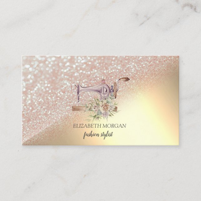Tarjeta De Visita Bokeh Ombre, Purpurina de oro elegante (Anverso)