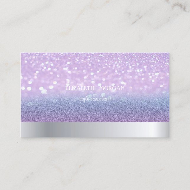 Tarjeta De Visita Bokeh Ombre, Purpurina profesional de Guay moderno (Anverso)