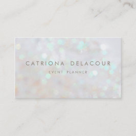 Tarjeta de visita Bokeh Purpurina sutil blanco