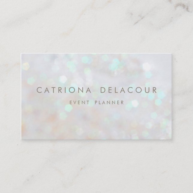 Tarjeta de visita Bokeh Purpurina sutil blanco (Anverso)