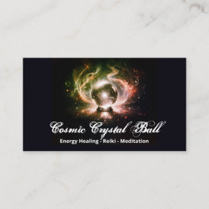 Tarjeta De Visita Bola de cristal amarilla negra Energía Reiki Medit
