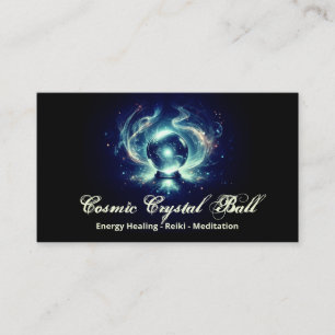 Tarjeta De Visita Bola de cristal azul negro Energía Reiki Meditació
