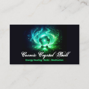 Tarjeta De Visita Bola de cristal verde negro Energía Reiki Meditaci