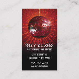 Tarjeta De Visita Bola de espejo roja de alquiler del fiesta