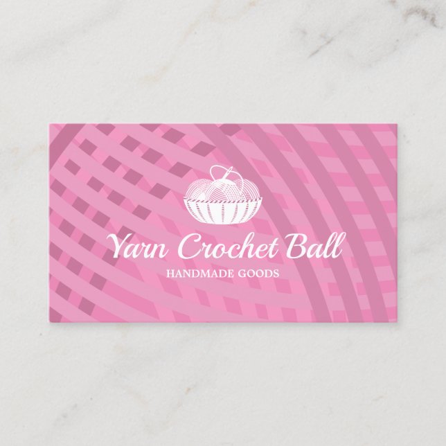 Tarjeta De Visita Bola de hilo de punto ganchillo rosa (Anverso)