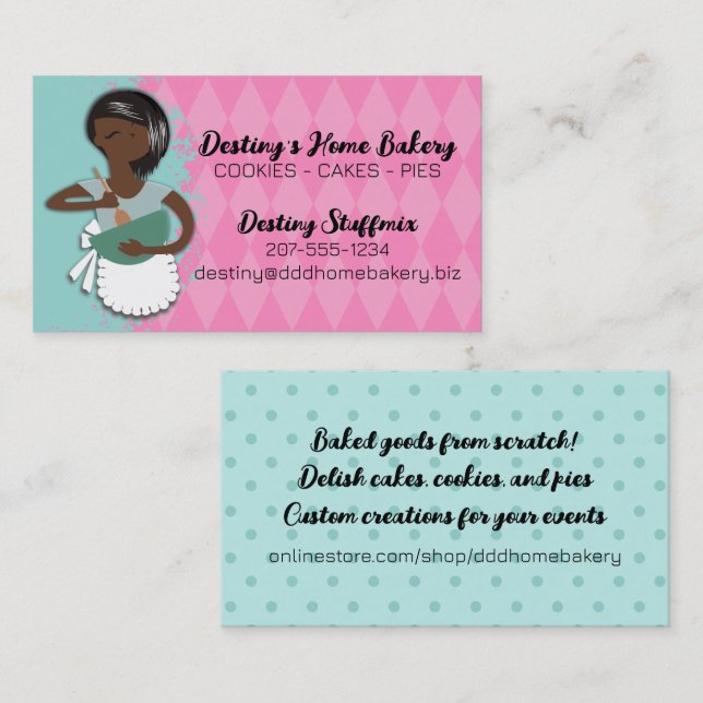 Tarjeta De Visita Bola de mezclas afroamericana mujer panadería B (Anverso / Reverso)