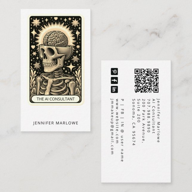 Tarjeta De Visita Bold AI Consultant Tarot Card Business Card (Anverso / Reverso)