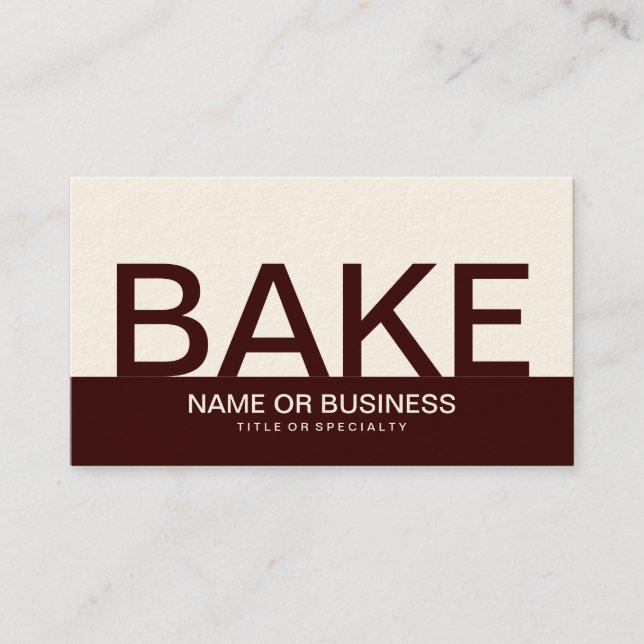 Tarjeta De Visita bold BAKE (personalizable de color) (Anverso)