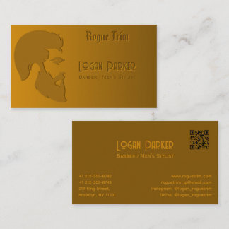Tarjeta De Visita Bold Barber Shop Men's Stylist Bronce