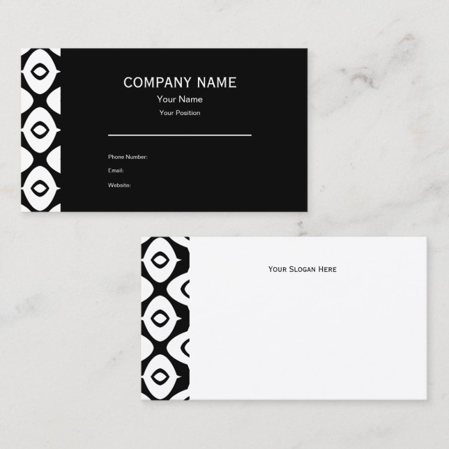 Tarjeta De Visita Bold Black and White Symmetrical Arabesque Pattern (Anverso / Reverso)