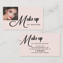 Bold Black Script Blush Pink Photo Makeup Business