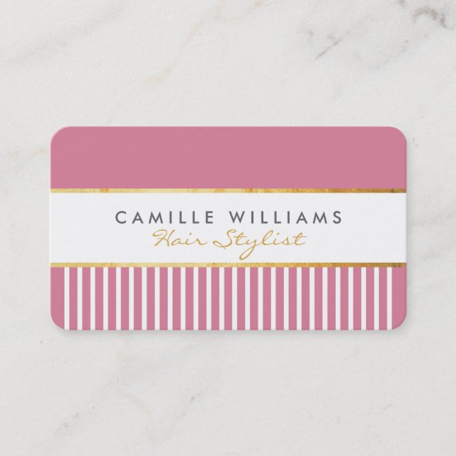 Tarjeta De Visita BOLD diseño moderno y elegante de peine dorado ros (Anverso)