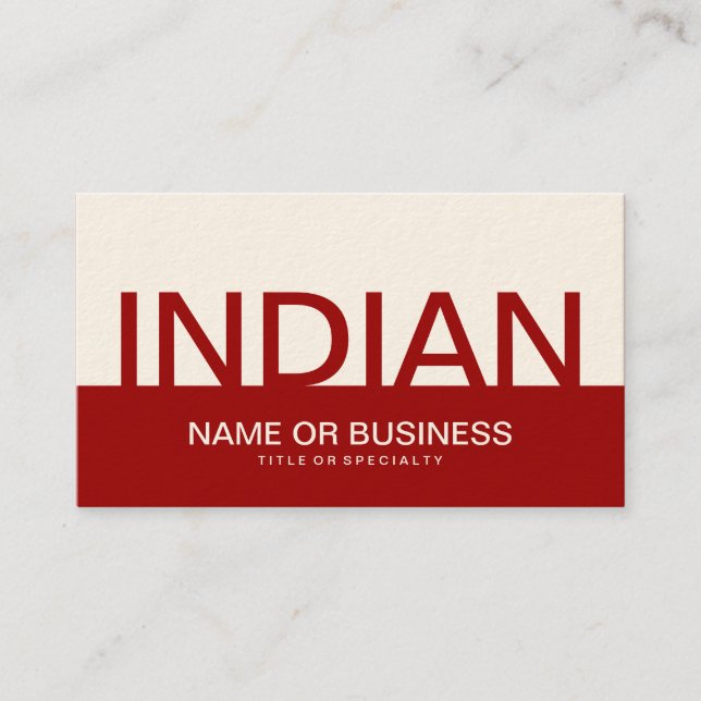 Tarjeta De Visita bold INDIAN (personalizable de color) (Anverso)